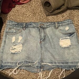 Refuge Light Blue Denim Skirt